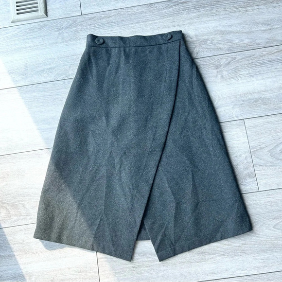 Beau Voyage Black  Faux Wrap A Line Midi Skirt - Picture 3 of 11